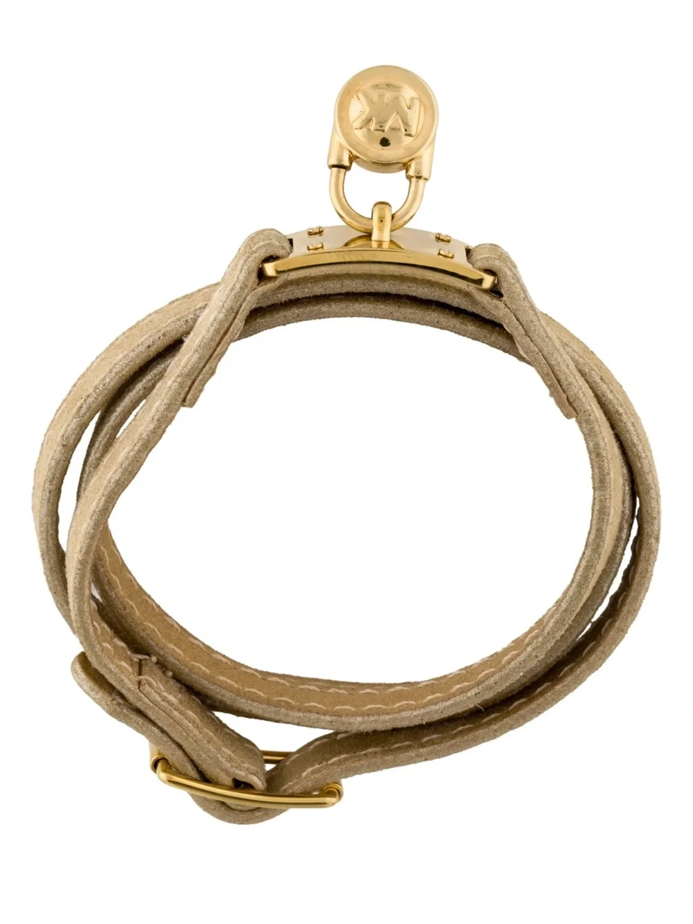 MICHAEL KORS PadLock Triple Wrap Bracelet • leather • gold-tone padlock charm